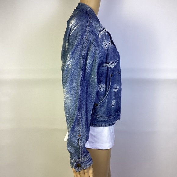 Free People Distressed Denim Jacket XS - Picture 4 of 9